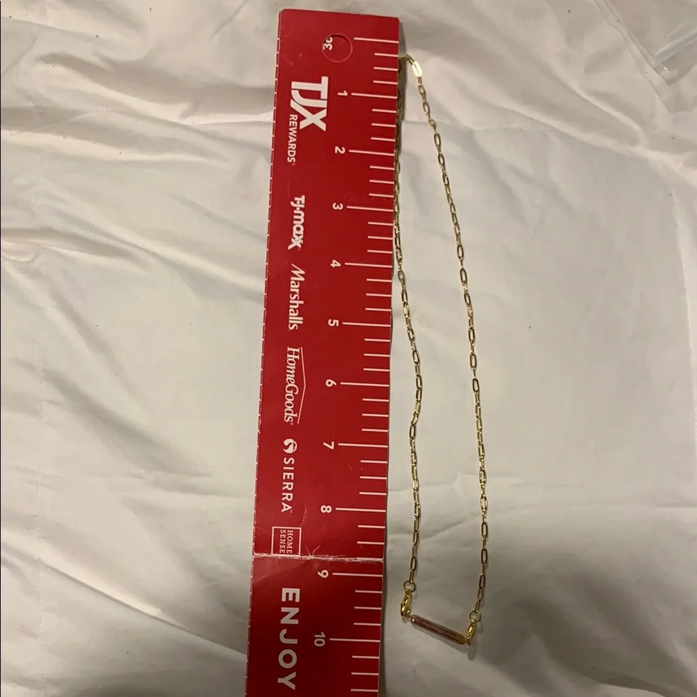 Interchangeable 14k Gold Plated Bar Necklace with Paperclip Chain